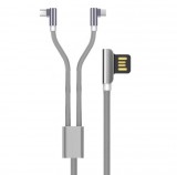 E-Zone Prémium adat és töltő kábel, 2 az 1-ben, USB-ről MicroUSB/USB-C csatlakozó, Android készülékekhez, 1 méter, szürke