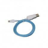 E-Zone Prémium adat- és töltőkábel, Lightning/USB csatlakozó, villogó fénnyel, 2A gyors töltés, 1 méter, kék
