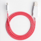 E-Zone Prémium adat- és töltőkábel, MicroUSB/USB csatlakozó, villogó fénnyel, 2A gyors töltés, 1 méter, piros