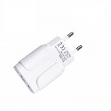 E-Zone USB hálózati töltő adapter, 2xUSB kimenet, fehér