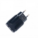 E-Zone USB hálózati töltő adapter, 2xUSB kimenet, fekete