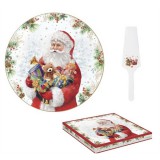 Easy Life Nuova R2S Porcelán tortatál lapáttal, 32cm, dobozban, Santa Is Santa