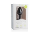 Easytoys Diamond - fehér köves anál plug (kicsi) - fekete