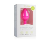 Easytoys Diamond - fehér köves anál plug (közepes) - pink