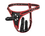 Easytoys - felcsatolható alsó tripla dildóval (fekete)