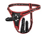 Easytoys - felcsatolható alsó tripla dildóval (fekete)