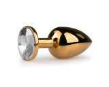 Easytoys Metal No.1 - fehér köves kúp anál plug - arany (2,5cm)