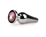 Easytoys Metal No.11 - pink köves kúp anál plug - ezüst (3,5cm)