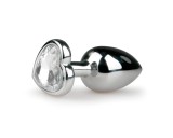Easytoys Metal No.2 - anál plug szíves kővel (ezüst-fehér)