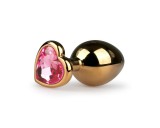 Easytoys Metal No.7 - pink köves, kúp anál plug - arany (3cm)