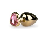 Easytoys Metal No.8 - anál plug szíves talppal - arany-pink (3,5cm)