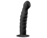 Easytoys Ribbed - tapadókorongos anál dildó (14cm) - fekete