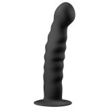 Easytoys Ribbed - tapadókorongos anál dildó (14cm) - fekete