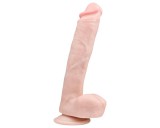 Easytoys - tapadókorongos, herés nagy dildó (26,5cm) - natúr