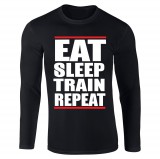 Eat, sleep, train, repeat - hosszú ujjú felső (fekete)