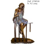 Ebano Korláton ülő lány bronz szobor