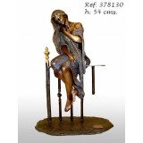 Ebano Korláton ülő nő bronz szobor