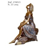 Ebano Napozó hölgy bronz szobor