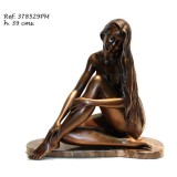 Ebano Ülő lány akt márvány talapzaton bronz szobor