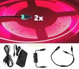 ecolight 2x5m hosszú 52Wattos, lengő kapcsolós, 12V adapteres pink LED szalag (4800db COB LED)
