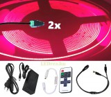 ecolight 2x5m hosszú 52Wattos, RF távirányítós, mini vezérlős, 12V adapteres pink LED szalag (4800db COB LED)