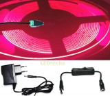 ecolight 5m hosszú 26Wattos, lengő kapcsolós, 12V adapteres pink LED szalag (2400db COB LED)