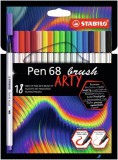 Ecsetirón készlet, STABILO 'Pen 68 brush ARTY', 18 különböző szín