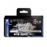 Ecsetirón készlet, STAEDTLER "Pigment 372", 6 különböző fekete és szürke árnyalat [6 db]