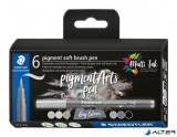 Ecsetirón készlet, STAEDTLER "Pigment 372", 6 különböző fekete és szürke árnyalat