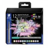 Ecsetirón készlet, STAEDTLER "Pigment brush 371", 12 különböző pasztell szín [12 db]