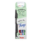 Ecsettoll, kalligrafikus hajlékony hegyű, Pentel SES15 Basic 4-es klt.