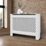 EDDC Radiátor elé takaró burkolat 112x19x82 cm fűtőtest burkolat fehér méhsejt mintás radiátorburkolat, rács, radiátor takaró