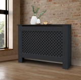 EDDC Radiátor takaró burkolat 112x19x82 cm fűtőtest burkolat antracit mintás radiátorburkolat, fűtőtest burkolat