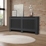 EDDC Radiátor takaró burkolat 152x19x82 cm fűtőtest burkolat antracit csíkos radiátorburkolat, fűtőtest burkolat