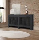 EDDC Radiátor takaró burkolat 152x19x82 cm fűtőtest burkolat antracit mintás radiátorburkolat, fűtőtest burkolat