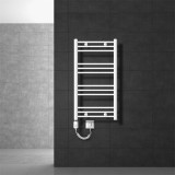 EDDC Törölközőszárító radiátor 500x800 mm egysoros - ívelt fehér 600W fűtőbetéttel szélső bekötéssel