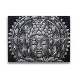 Éden Szürke Buddha Mandala - Brokát Részlet 4db 30x40cm