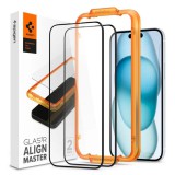 Edzett üveg kijelzővédő Spigen ALM Glass FC 2-PACK iPhone 15 készülékhez fekete