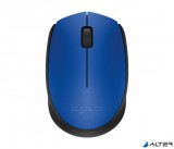 Egér, vezeték nélküli, optikai, közepes méret, USB, LOGITECH 'M171', kék