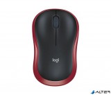 Egér, vezeték nélküli, optikai, közepes méret, USB, LOGITECH 'M185', piros