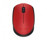 Egér, vezeték nélküli, optikai, közepes méret, USB, LOGITECH "M171", piros