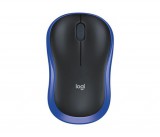 Egér, vezeték nélküli, optikai, közepes méret, USB, LOGITECH "M185", kék