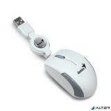 Egér, vezetékes, optikai, kisméret, USB, GENIUS 'Micro Traveler' fehér