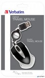 Egér, vezetékes, optikai, kisméret, USB, VERBATIM &#039;Go Mini&#039;, ezüst-fekete