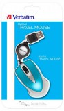 Egér, vezetékes, optikai, kisméret, USB, VERBATIM Go Mini, ezüst-karibikék (VE49022)