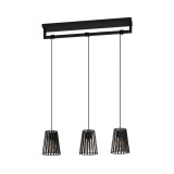 Eglo 390003 Bogota több ágú függeszték, 3db fémszálas burával, fekete, E27 foglalattal, max. 3x40W, IP20