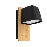 Eglo 390009 Ruscio fali lámpa, természetes fa részletekkel, fekete, E27 foglalattal, max. 1x40W, IP20