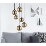 Eglo 39687 Lemorieta több ágú függeszték, mattított üvegburával, arany, E27 foglalattal, max. 6x40W, IP20