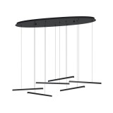 Eglo 39915 Lindoza több ágú függeszték, 6db LED fénysávval, fekete, 6000 lm, 3000K melegfehér, LED foglalattal, max. 6x8,4W, IP20