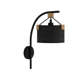 Eglo 39945 Potosi fali lámpa, falikar, nátronpapír lámpaburával és fa részletekkel, fekete, E27 foglalattal, max. 1x40W, IP20